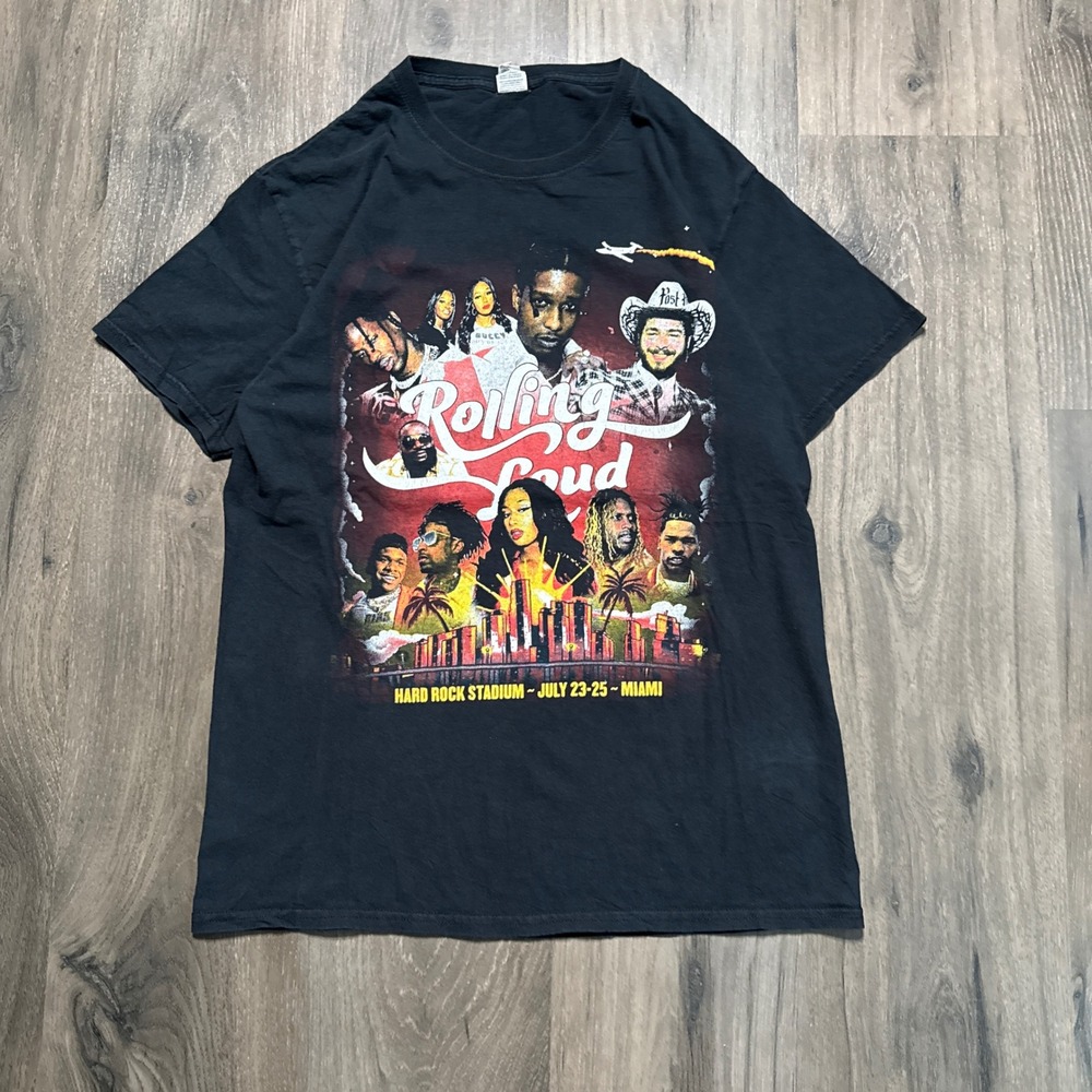 Rolling Loud Miami 2021 Travis Scott Post Malone Music Festival Tee Black Mens M